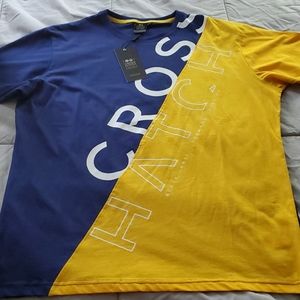 NWT Cross Hatch Diangle Split Tee Shirt
